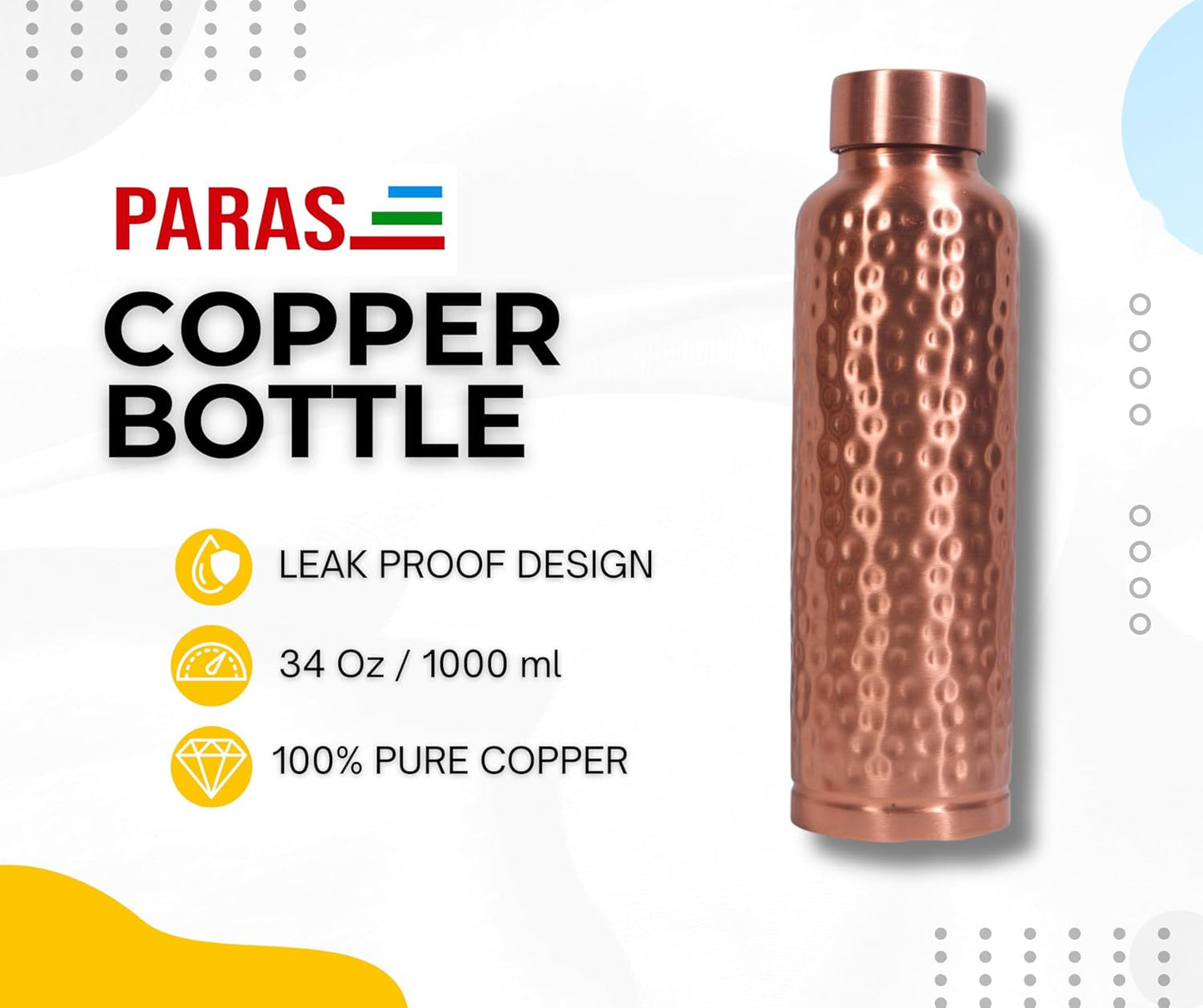 Copper Bottle - Hammered (1 litre)