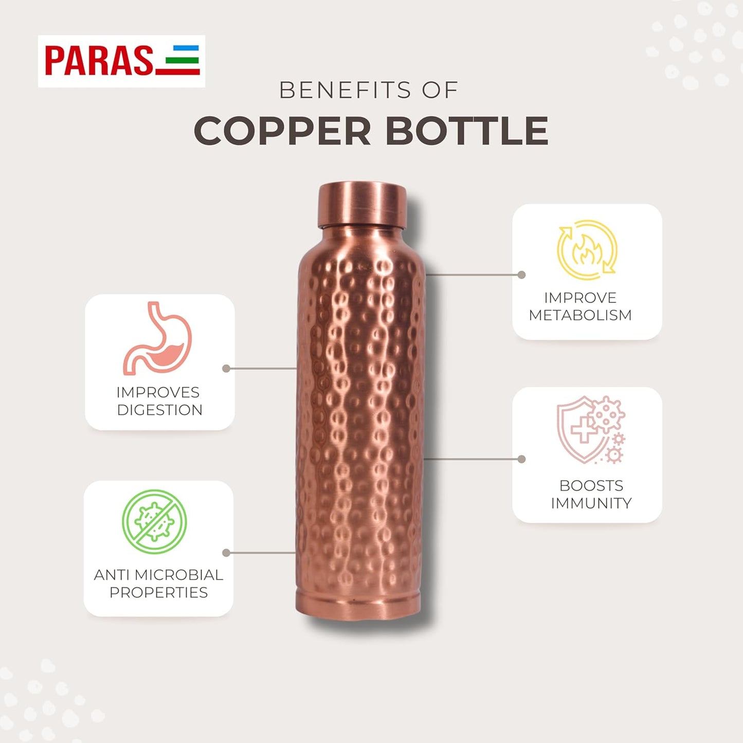 Copper Bottle - Hammered (1 litre)