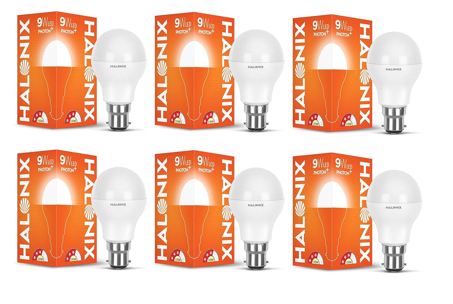 Halonix 9 Watts Led Bulb Astron Plus Base B22 (Cool Day Light) Pack Of 6